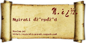 Nyirati Árpád névjegykártya